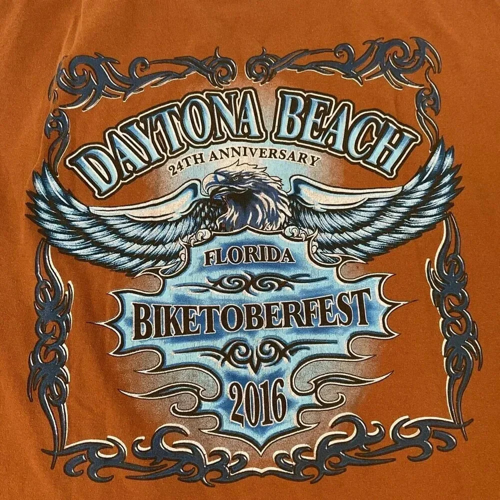 Biketoberfest 2016 T Shirt Mens XL Burnt Orange Long Sleeve Daytona Beach FL